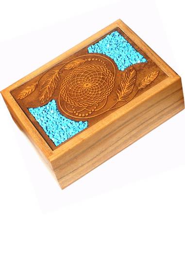 WOODEN BOX - Dream Catcher with Turquoise Howlite Crystals